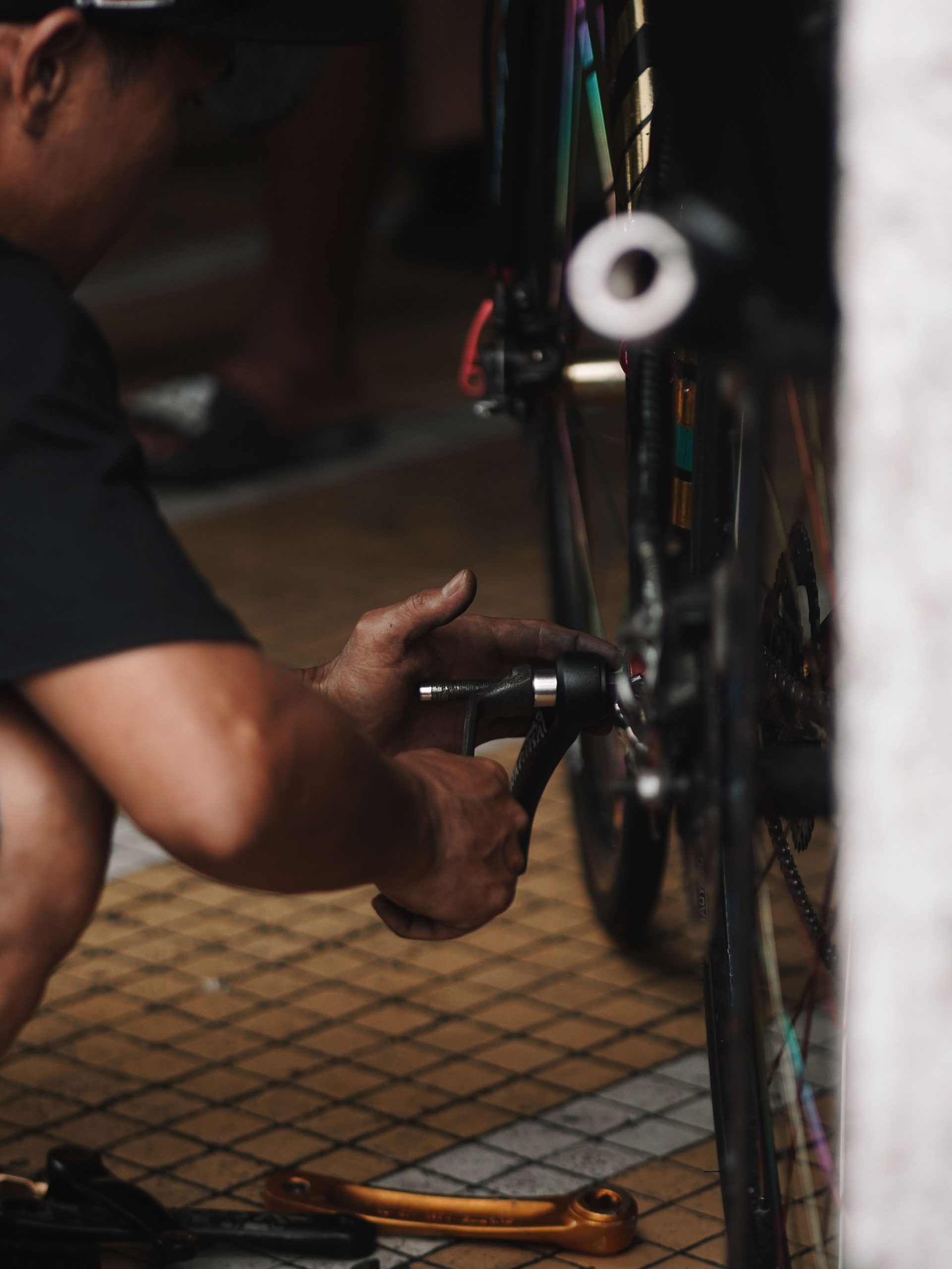 Hands-on bicycle maintenance in a workshop